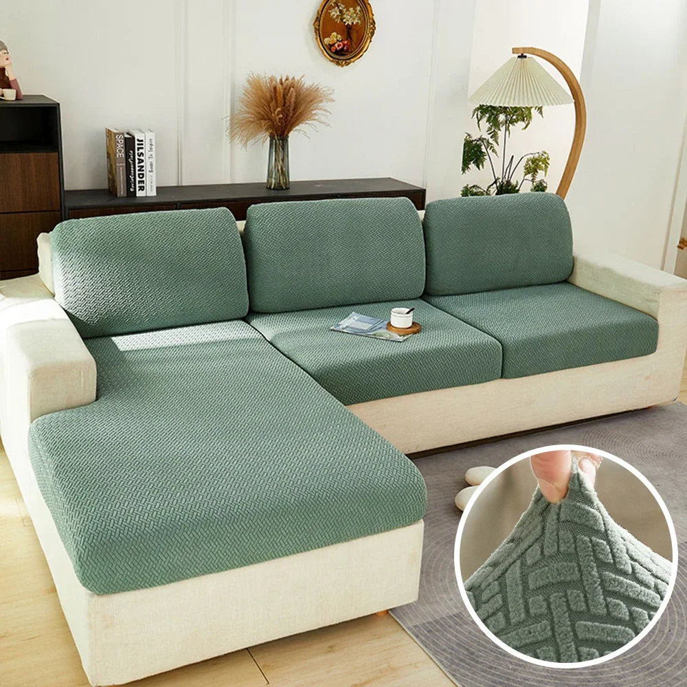 Stretch Jacquard Sofa Seat Cushion Cover – Washable Furniture Protector for Sectional & Loveseat Sofas