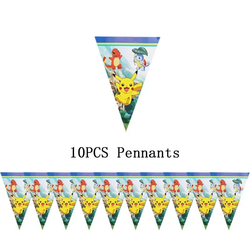 Pokémon Theme Birthday Party Decorations – Cartoon Pokémon Go Tableware Set (Cups, Plates & Pikachu Balloons) for Baby Shower & Party Favors