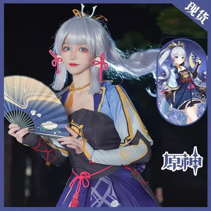 Kamisato Ayaka Cosplay Costume – Genshin Impact Dress with Wig (Women’s Full Fan Set)