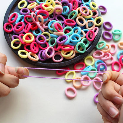100PCS Kids Elastic Hair Bands – 2CM Nylon Hair Ties for Girls & Babies | Colorful Stretch Hair Accessories for Children