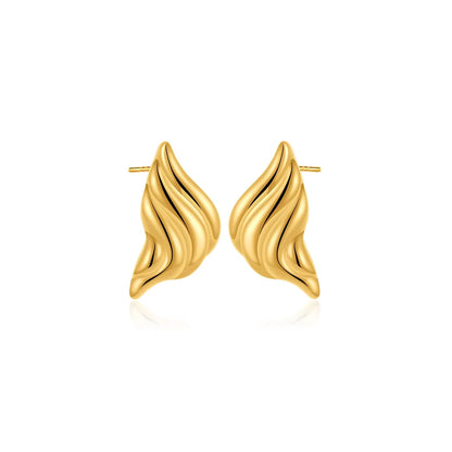 Pendientes de Moda Llamativos de Acero Inoxidable Chapado en Oro Círculo Geométrico Retorcido Vintage para Mujer