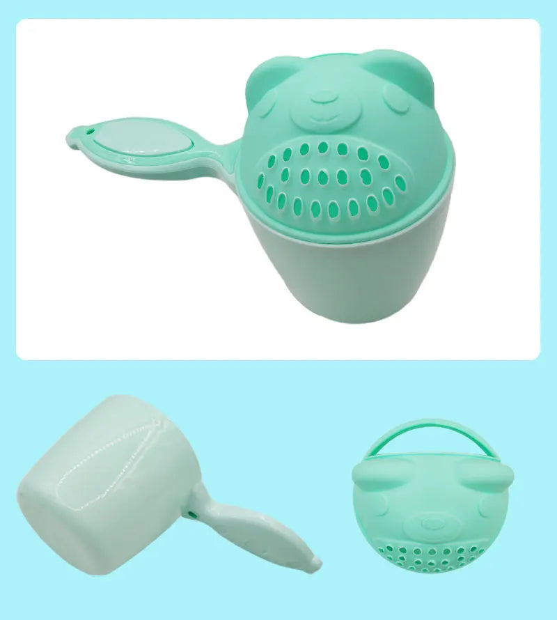 Vaso de enjuague para champú de bebé – Cucharón de agua de baño de oso de dibujos animados para bebés y niños pequeños