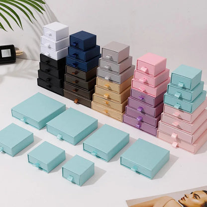 10 Cajas de regalo de joyería de papel para anillos, pendientes, collares, pulseras y empaques de recuerdos de boda