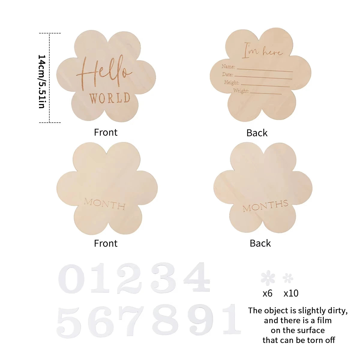 7PCS Newborn Milestone Wooden Cards – Baby Monthly Growth Announcement Props, Baby Shower Gift for Boys & Girls, Pregnancy Photography Accessories for First Year Memories & Photo Sessions