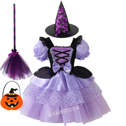 2026 Gothic Lolita Witch Costume Dress – Japanese-Inspired Ruffle Bow Princess Dress for Halloween, Christmas & Parties
