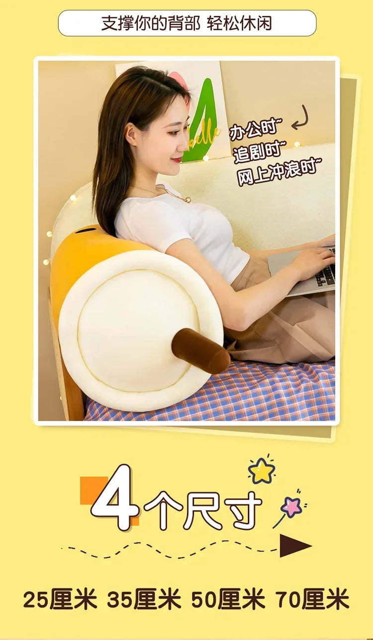 Giant Bubble Tea Plush Pillow – 22–70cm Squishy Milk Tea Boba Stuffed Toy Fruit Drink Bottle Decor Gift