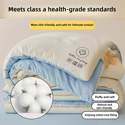 100% Cotton Filled Comforter – Soft Lightweight Warm Winter Quilt for Autumn & Cold Weather Bedding
