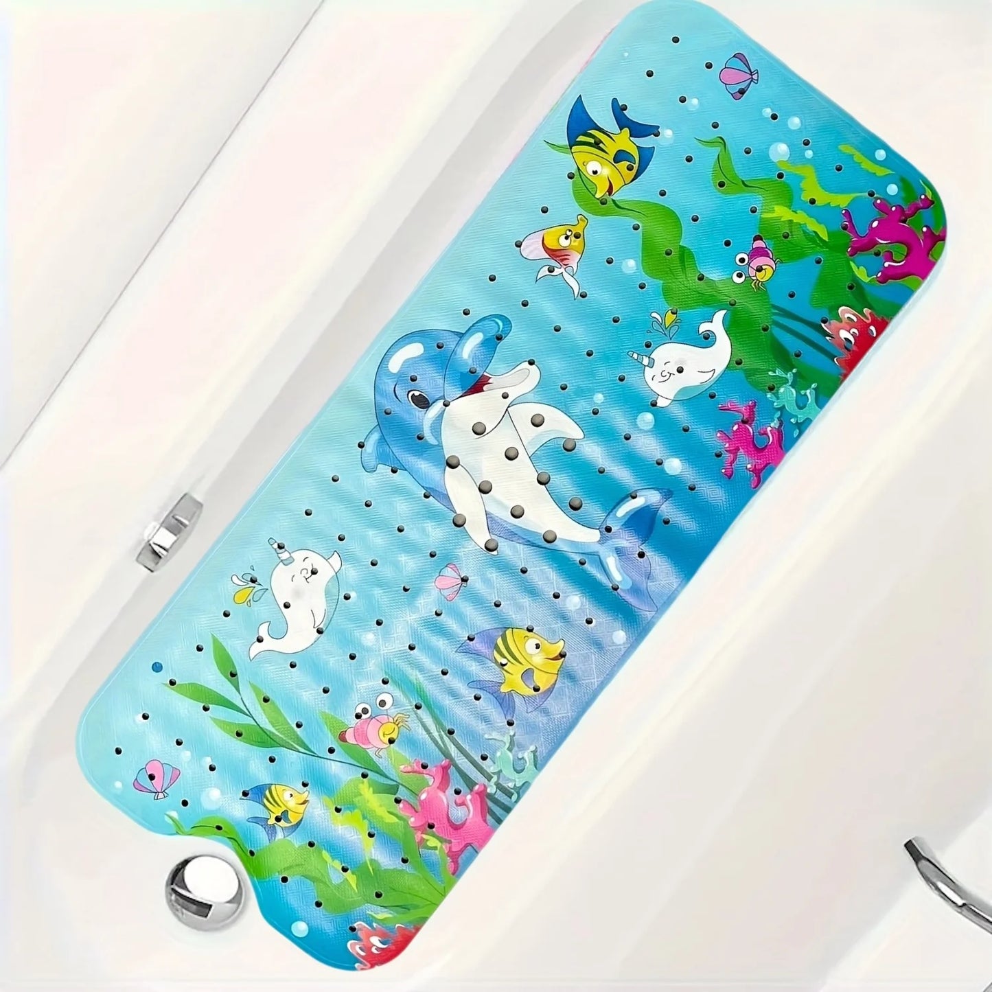 Cartoon Extra-Long Bathtub Mat 40x100cm – Non-Slip Shower & Bath Mat with Suction Cups and Drain Holes