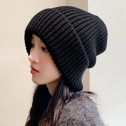Women's Winter Knitted Beanie Hat – Warm Casual Stacking Bonnet Cap, Solid Color Unisex Hip-Hop Hat for Men & Women