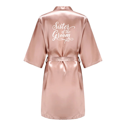 Rose Gold Satin Bridesmaid Robe – Team Bride Wedding Bathrobe for Women | Bridal Party Kimono Gown for Maid of Honor & Mother Gift