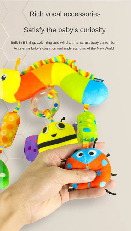 Peluche de actividades "Bebé Arcoíris" – Juguete sensorial colgante para cochecito para 0-12 meses, juguete móvil para asiento de coche y cuna, juguete de viaje suave y educativo para el desarrollo y juego del recién nacido.
