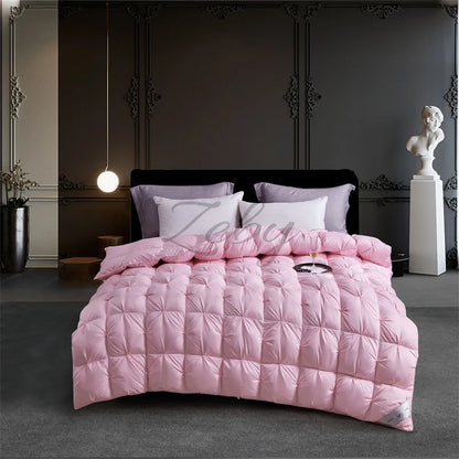 Edredón de lujo 100% plumón de ganso blanco – Duvet ligero y cálido de invierno con diseño plisado