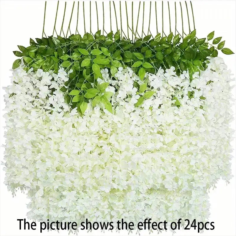 12PCS Artificial Wisteria Vine Flowers – Silk Hanging Trailing Garland for Wedding, Party & Home Decor | DIY Floral Decoration