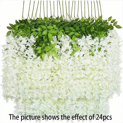 12PCS Artificial Wisteria Vine Flowers – Silk Hanging Trailing Garland for Wedding, Party & Home Decor | DIY Floral Decoration