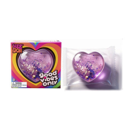 NeeDoh Heart Shaped Squeeze Toy – Glitter Filled Soft TPR Stress Relief Fidget Toy for Kids & Adults, Anxiety Relief Gift