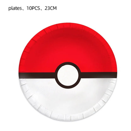 Pokémon Pokéball Birthday Decorations Tableware Set – Paper Plates, Cups & Napkins Party Supplies for Kids, Girls & Boys Birthday Celebration