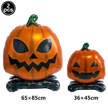 Large Halloween Standing Foil Balloons – Haunted House, Castle, Skull, Coffin & Witch Mylar Balloons for Halloween Party Decorations
