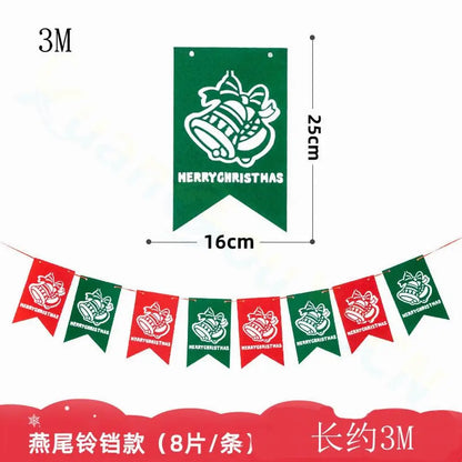 Felt Merry Christmas Banner – Santa Claus Xmas Flag Decoration for Home, Noel Holiday Party & New Year Decor
