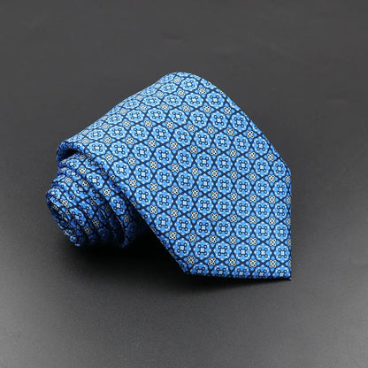 Men's 7.5cm Soft Silk Necktie – Floral & Dot Pattern Tie for Weddings, Business, Parties & Formal Wear