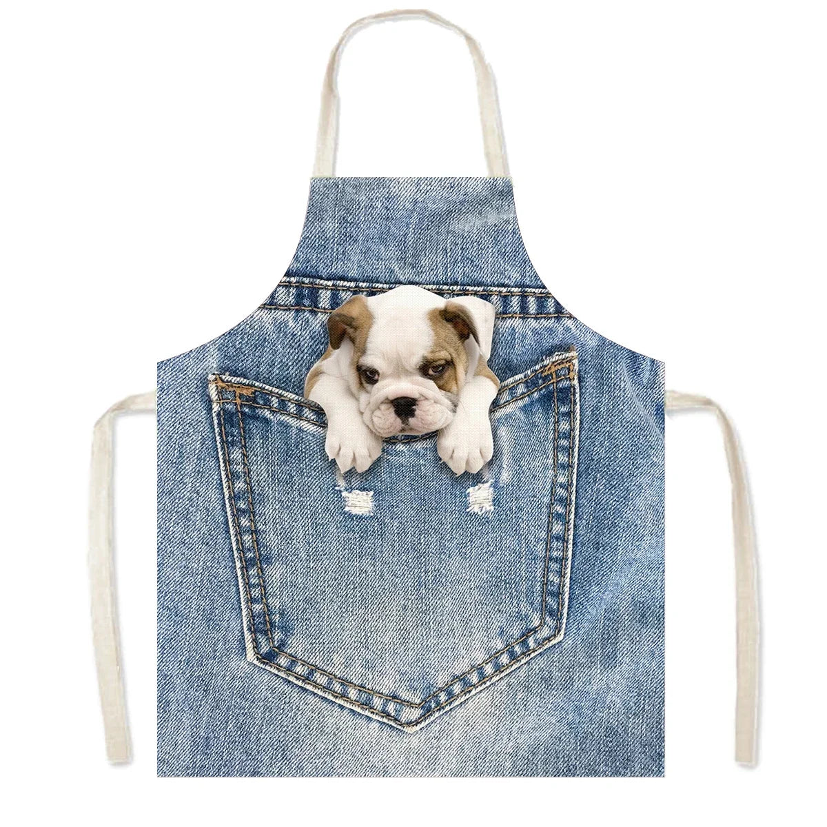 Funny Cowboy Cat & Dog Apron – Cute Pinafore Cooking & Kitchen Apron for Women, Chef, Waiter & Household Cleaning