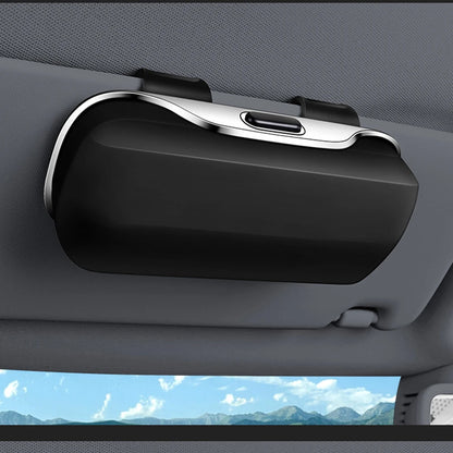 Soporte para gafas de sol para visera de coche – Estuche de almacenamiento para gafas de apertura a presión con diseño antipolvo y antirrayas