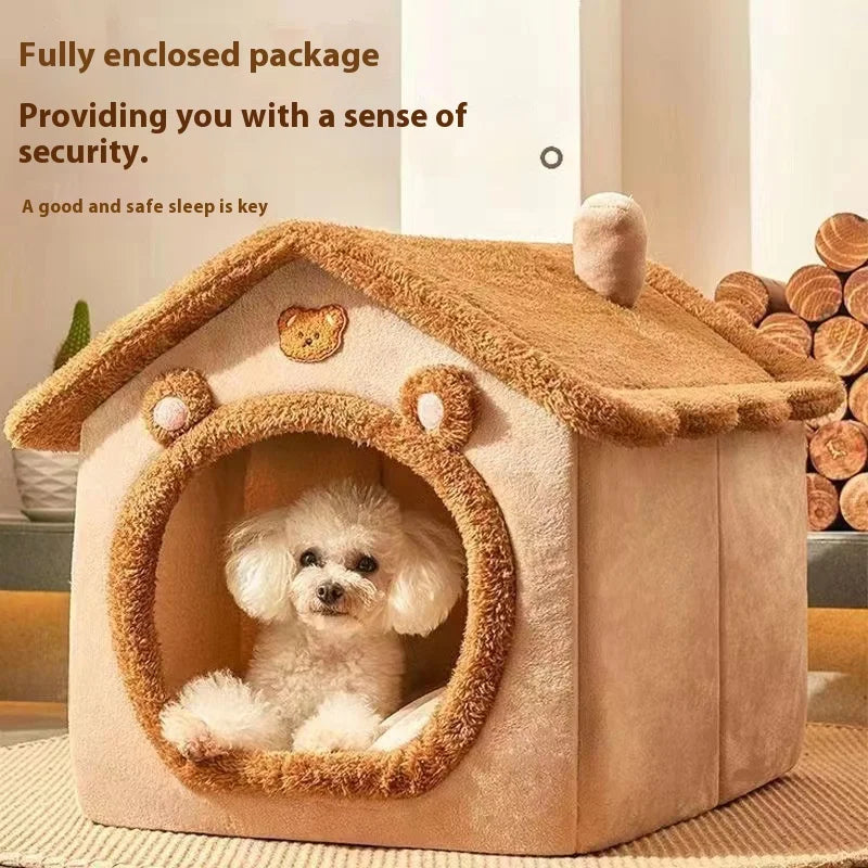 Casa Cama para Perros para Todas las Estaciones, Cama para Mascotas Desmontable y Lavable para Perros Pequeños y Gatos, Casa Cálida de Invierno para Cachorros, Caseta para Teddy