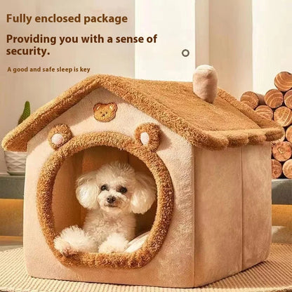 Casa Cama para Perros para Todas las Estaciones, Cama para Mascotas Desmontable y Lavable para Perros Pequeños y Gatos, Casa Cálida de Invierno para Cachorros, Caseta para Teddy