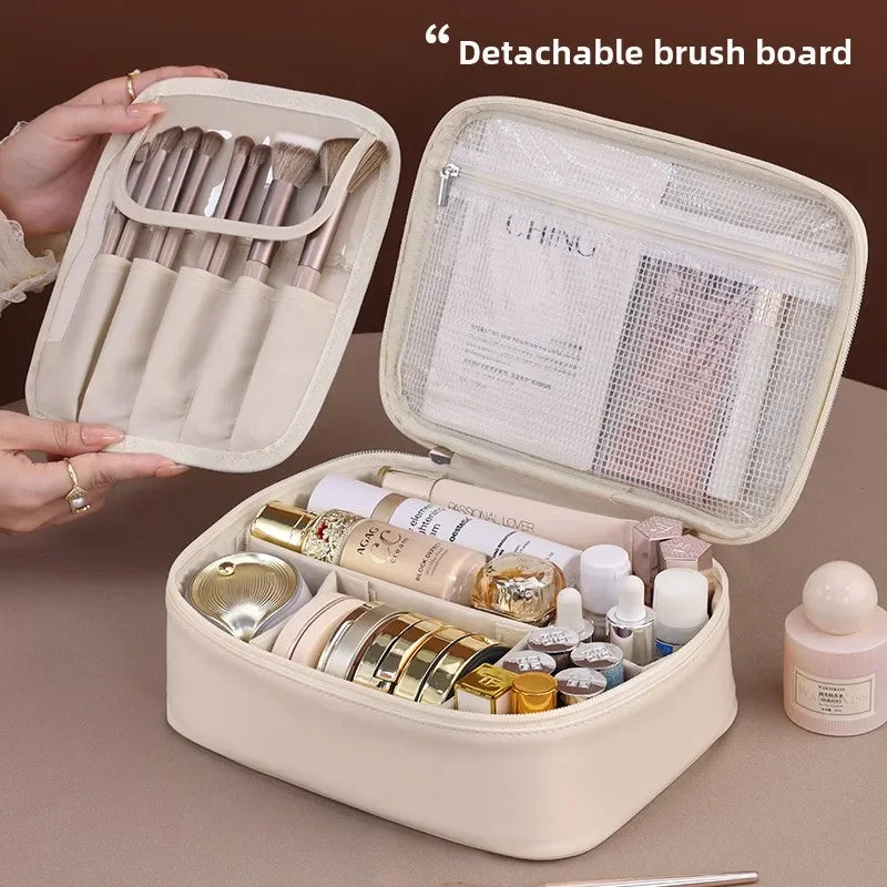 Bolsa de cosméticos de gran capacidad para mujer – Organizador de maquillaje de lujo portátil, neceser de viaje para productos esenciales de belleza, cuidado de la piel, cosméticos y accesorios personales