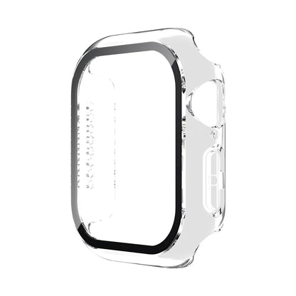 Funda con protector de pantalla de cristal templado para Apple Watch Series 10, 9, 8, 7, 6, SE y 5 (38 mm-46 mm) – Cubierta protectora completa 2 en 1