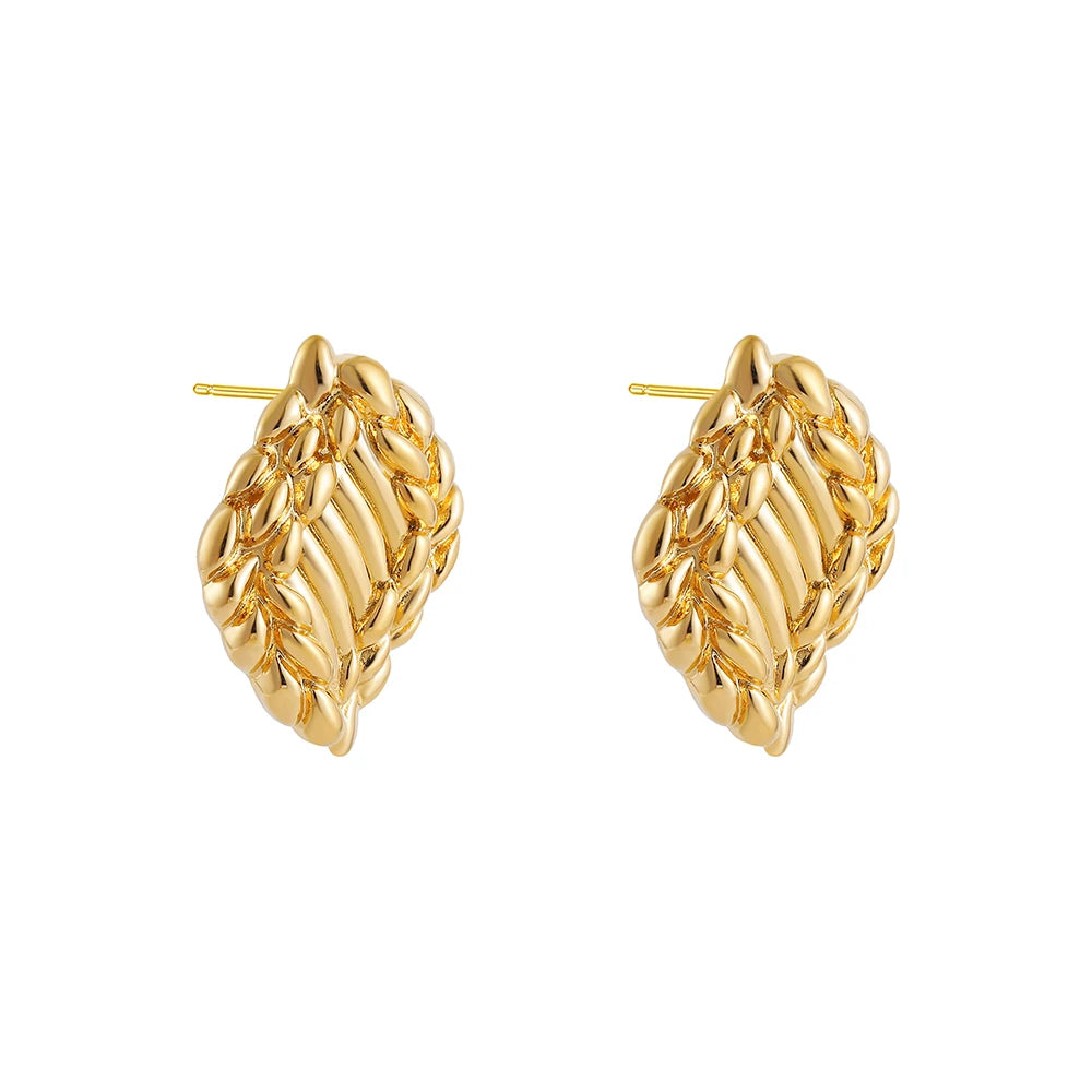 Pendientes de Moda Llamativos de Acero Inoxidable Chapado en Oro Círculo Geométrico Retorcido Vintage para Mujer