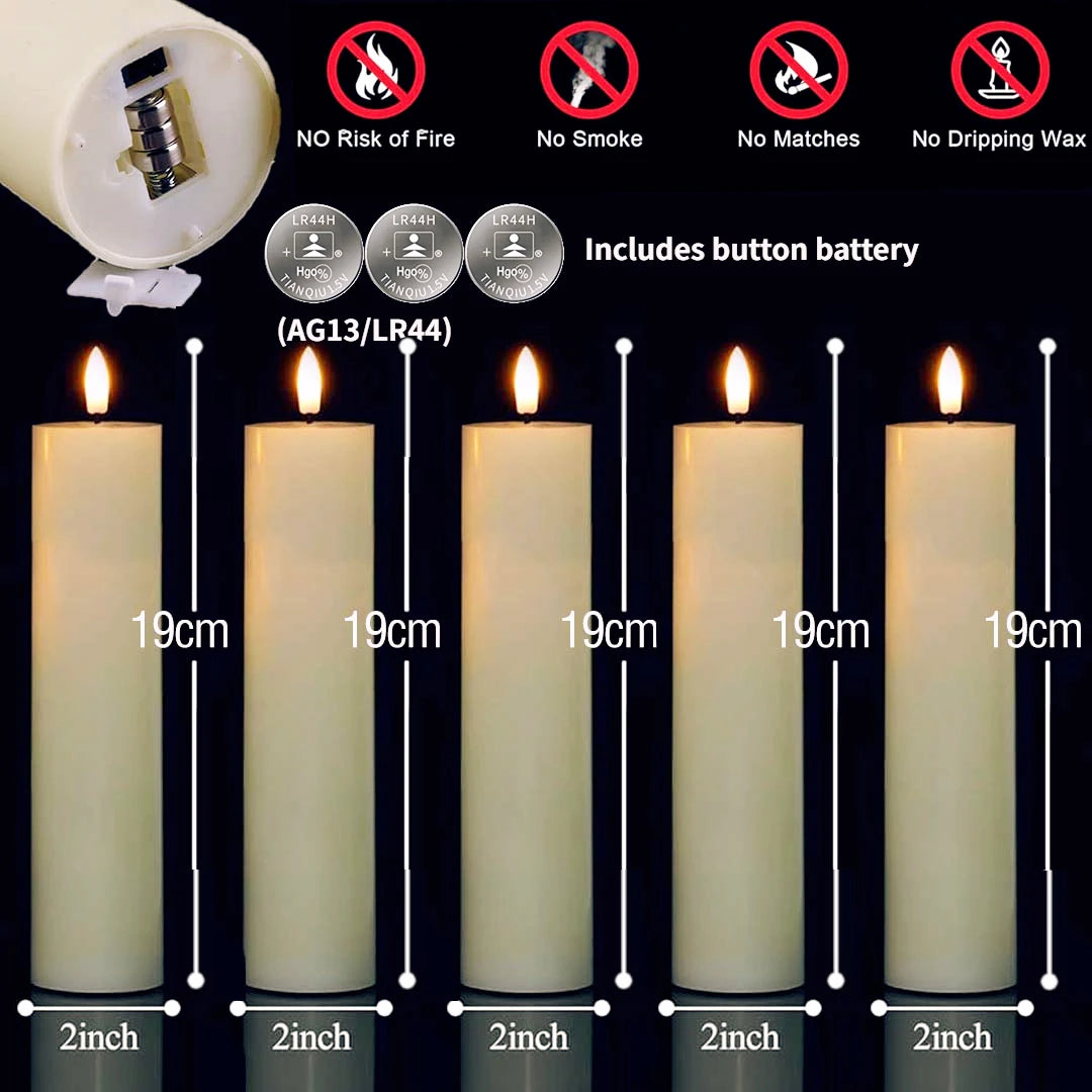 6-120PCS LED Flameless Pillar Candles – Battery-Operated Flickering Fake Candles for Wedding, Birthday, Party & Concert Decor