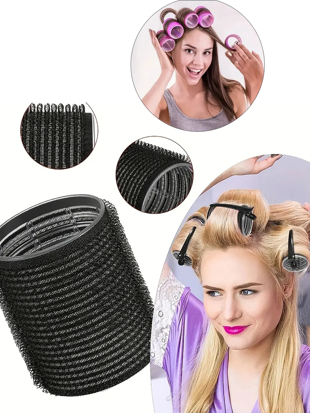6PCS Heatless Hair Curler Set – Self-Gripping Roller Curlers for DIY Hair Styling, Reusable Hairdressing Tools for Natural Hair & Wigs