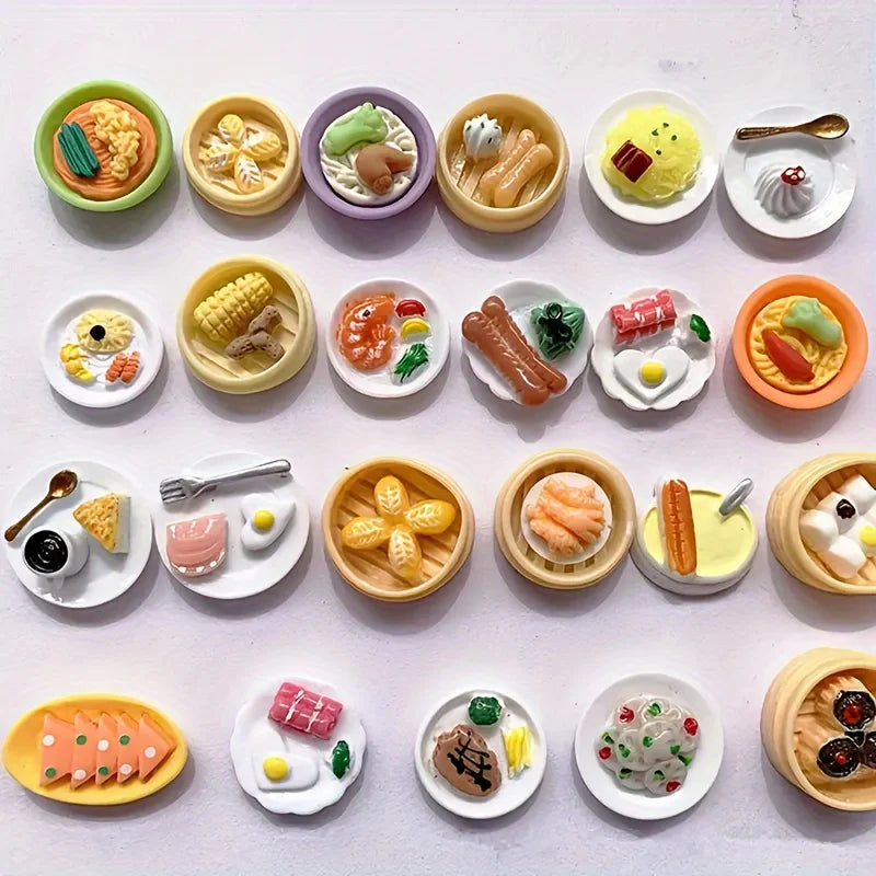 Mini Resin Food Figurines – Cute Miniature Kitchen Food Toys for DIY Crafts, Dollhouse Decor & Gifts