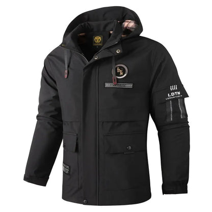 Men’s Casual Hooded Parka Jacket – Solid Color Outdoor Coat, Stylish Autumn & Winter Outerwear
