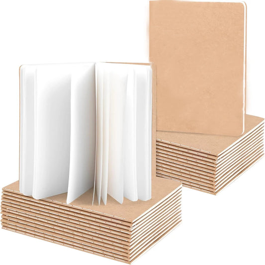 16/24 Libretas de bolsillo Kraft – Mini diarios en blanco de 3.5x5in para la escuela, la oficina y viajes