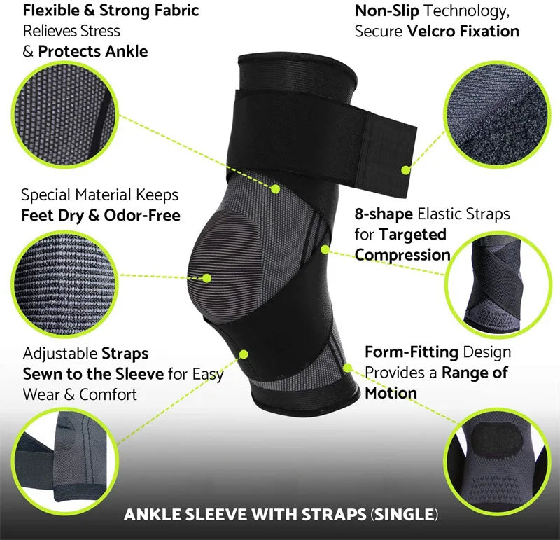 Tobillera de soporte ajustable – Correa de nailon de compresión para proteger el tobillo en running, fútbol, baloncesto, gimnasio y entrenamiento deportivo