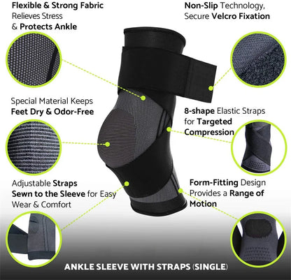 Tobillera de soporte ajustable – Correa de nailon de compresión para proteger el tobillo en running, fútbol, baloncesto, gimnasio y entrenamiento deportivo