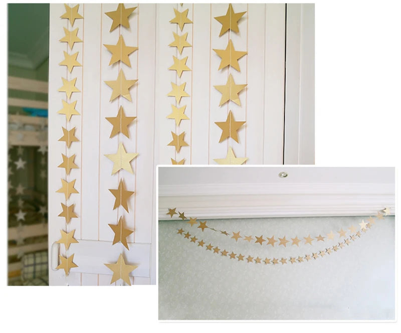 4M Moon & Star Glitter Paper Garland – Hanging Party Banner for Weddings, Eid, Baby Showers & Celebrations