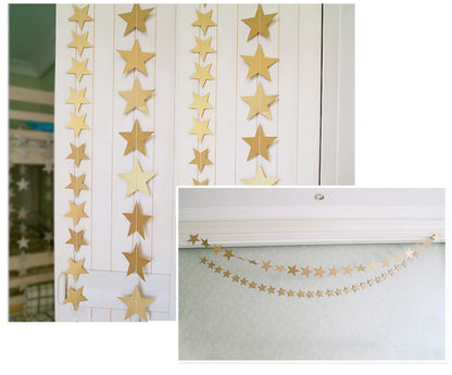 4M Moon & Star Glitter Paper Garland – Hanging Party Banner for Weddings, Eid, Baby Showers & Celebrations