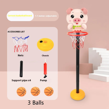 Children’s Version Vertical Adjustable Lifting Basketball Rack – Outdoor & Indoor Sports Cartoon Rebound Parent-Child Interactive Toy