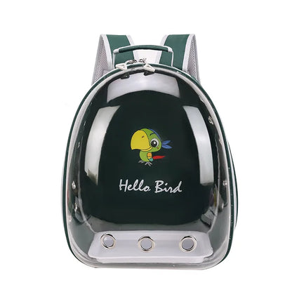 Transparent Bird Carrier Backpack – Portable Birdcage with Perch Platform & Food Cup for Parrots, Cockatiels, Budgies & Lovebirds