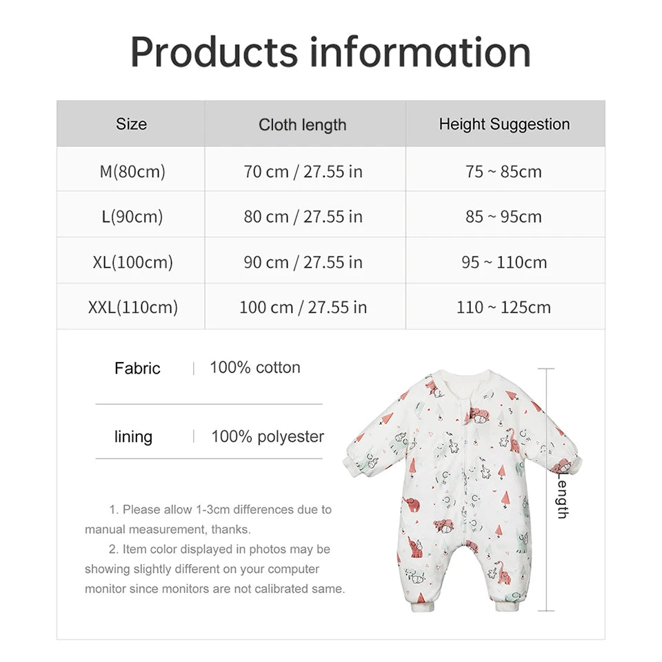 Baby Winter Sleeping Bag 1-4 Years – Warm Toddler Sleep Sack with Feet, Cute Girls' Growth Blanket & Cozy Sleepwear