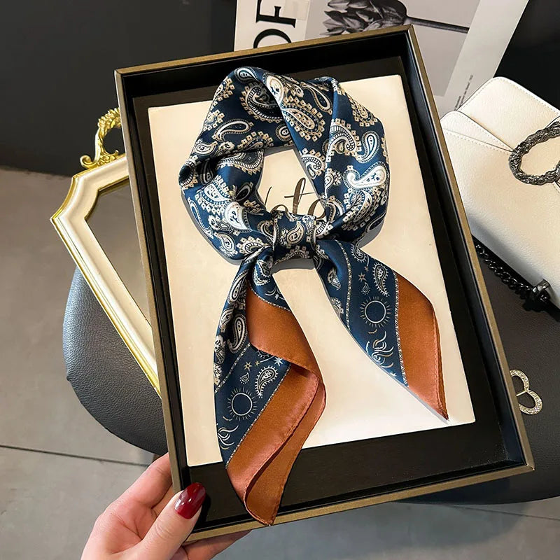 Women's Luxury Satin Silk Feel Square Scarf Printed Hair Scarf Neckerchief Bandana Hijab Wrap