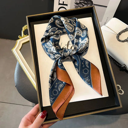 Women's Luxury Satin Silk Feel Square Scarf Printed Hair Scarf Neckerchief Bandana Hijab Wrap