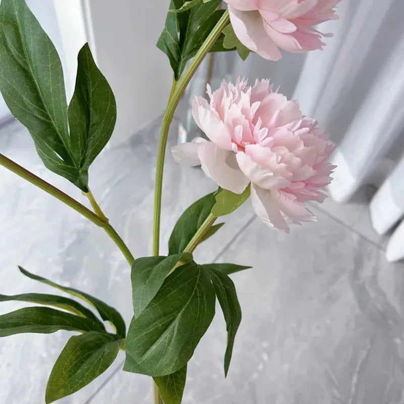 3 Heads Artificial Peony Flower Branch – 75cm Realistic Faux Peony Stem for Wedding Decor, Christmas Table Centerpieces, Home Decoration & Floral Arrangements