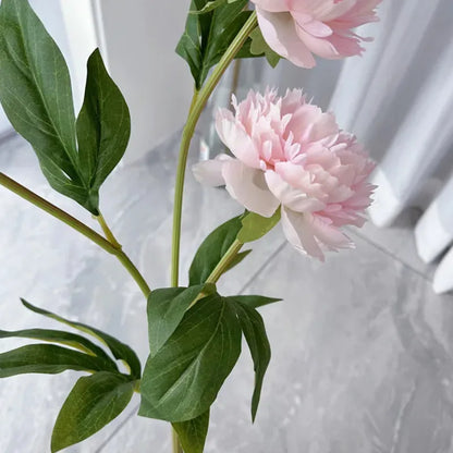 3 Heads Artificial Peony Flower Branch – 75cm Realistic Faux Peony Stem for Wedding Decor, Christmas Table Centerpieces, Home Decoration & Floral Arrangements