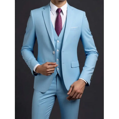 Conjunto de traje de 3 piezas para hombre – Blazer, chaleco y pantalón estilo británico, elegante traje formal de negocios o boda para hombre