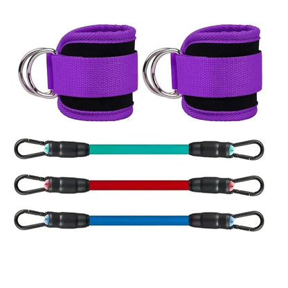 Juego de bandas de resistencia con tobilleras – Bandas elásticas de fitness con accesorios de tobillo para gimnasio, yoga, entrenamiento de fuerza y ejercicio en casa