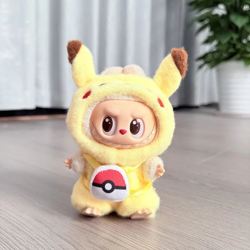 Labubu Doll Clothes Kawaii Jumpsuit – Pikachu, Squirtle, Eevee & Charmander Cartoon Style Outfit Replacement Set, Fan Gift