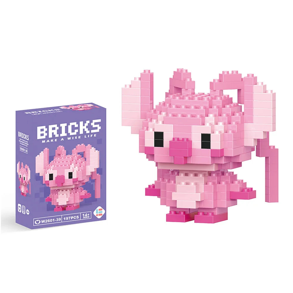 Disney Stitch & LinaBell Building Blocks Set – Cartoon Character Figures, DIY Assembly Bricks & Creative Construction Toy Gift for Kids